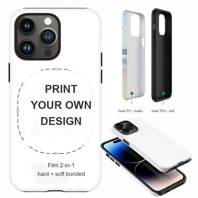 2-in-1 construction: PC outer shell and TPU inner liner around a printed film insert