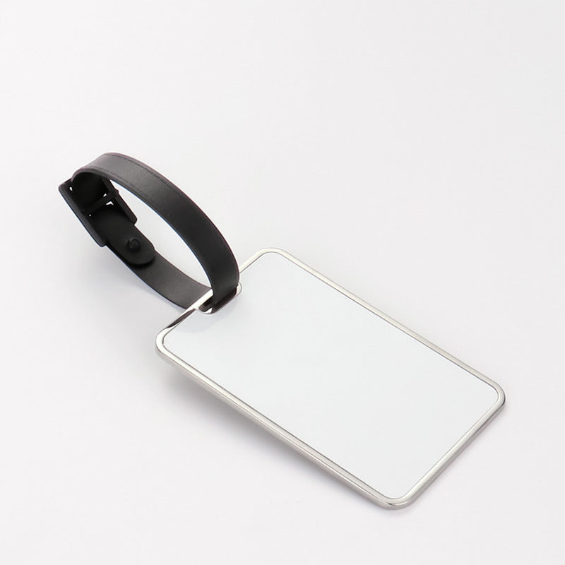 High-End Metal Sublimation Luggage Tag with Aluminum Insert, Custom Zinc Alloy Travel Bag ID Tag for DIY Heat Transfer, Personalized Suitcase Label with Strap