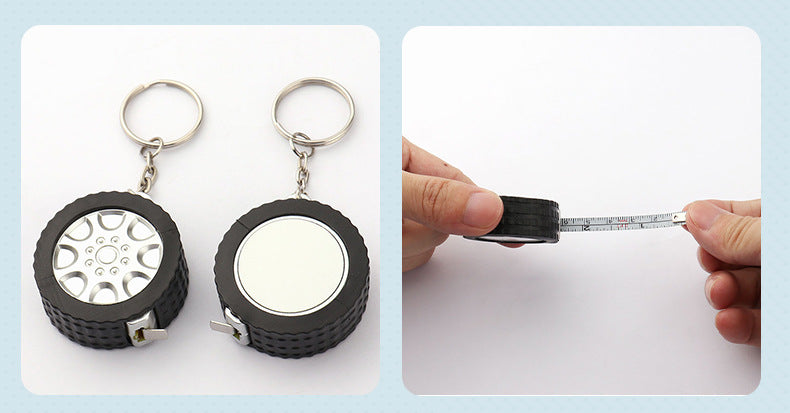 Tire shape tape measure keychain for sublimation