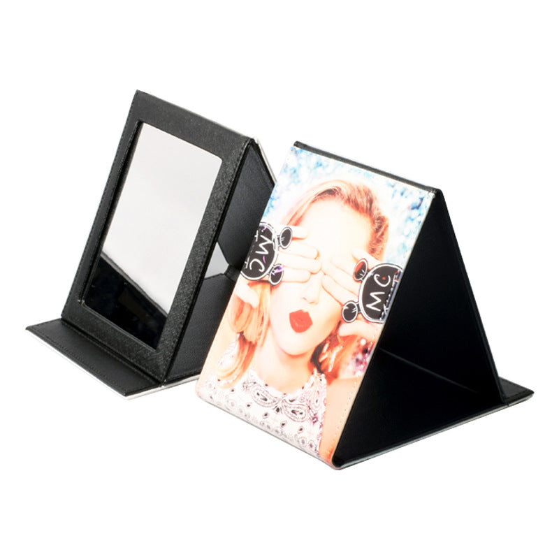 Sublimation Blank Stand Mirror PU leather Glossy high quality