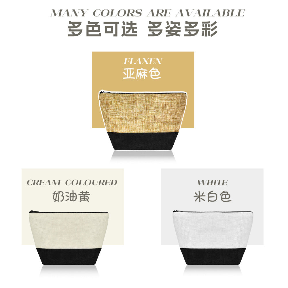 Sublimation Blank Linen double color cosmetic bag