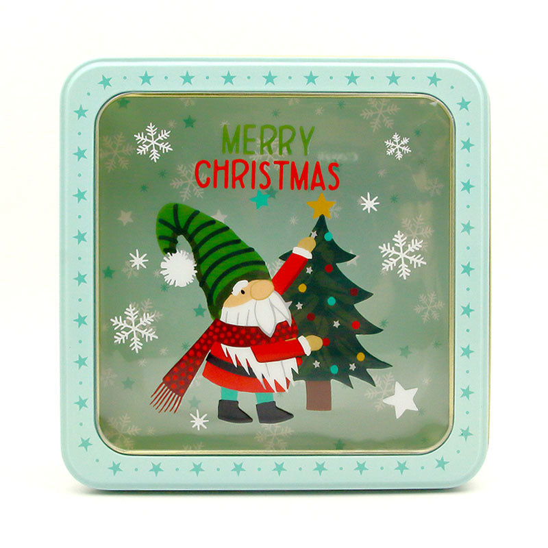 Christmas Tin Box with Window Lid | Printed Metal Gift Tin, 12 Festive Designs - Not a Sublimation Blank