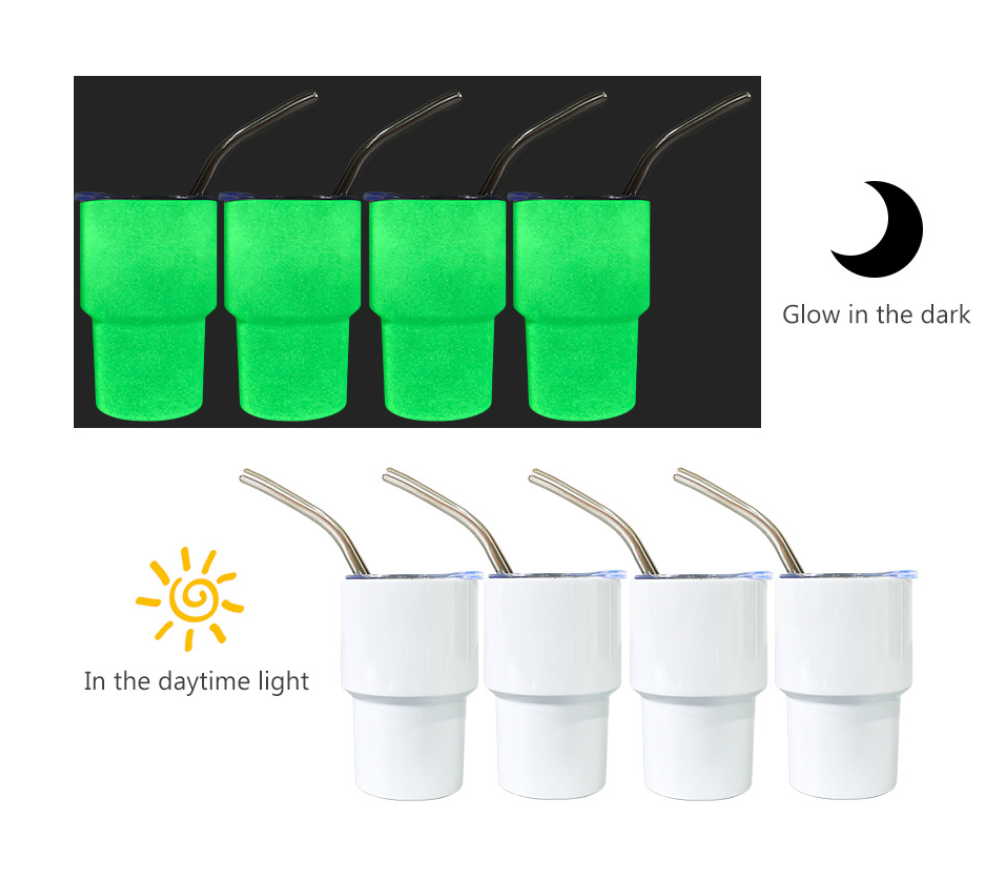 sublimation glow dark mini 2oz shot dounle layer glass tumbler 50pcs/ctn