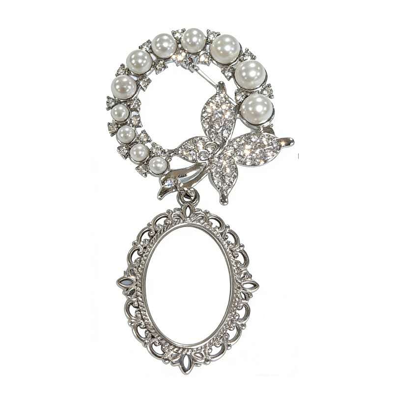 Sublimation blank Badge with pearl and diamond and insert in 2 color 2 shape