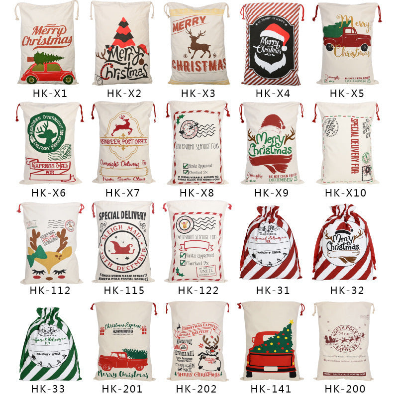 Printed Santa Sacks Big 50x70cm cotton thick material