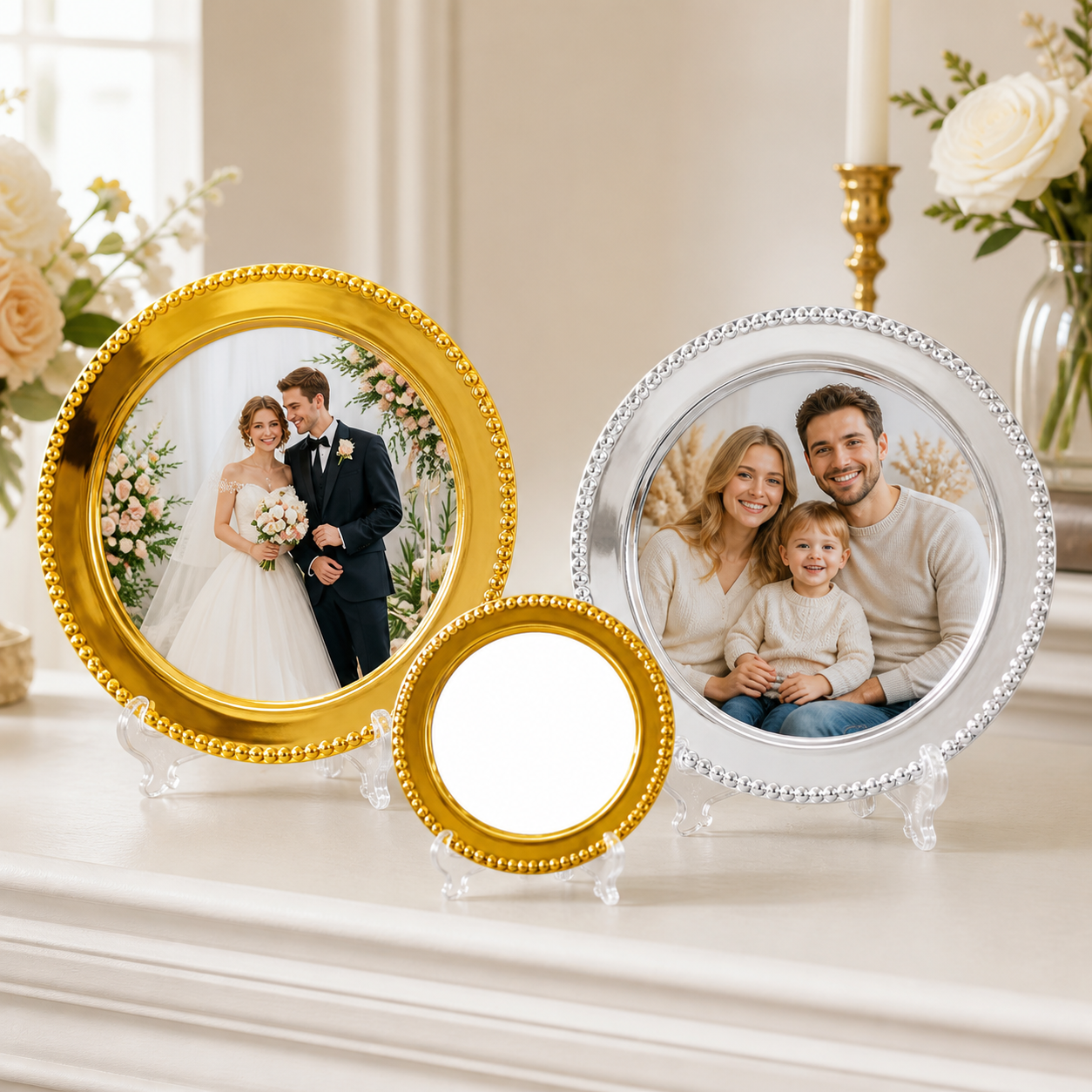 Personalized gold and silver sublimation metal plates for wedding and family decor