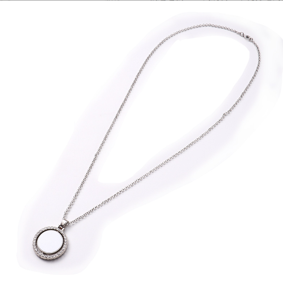 Diamond double-sided rotating patch sublimation blank necklace circular pendant - SP Sublimation