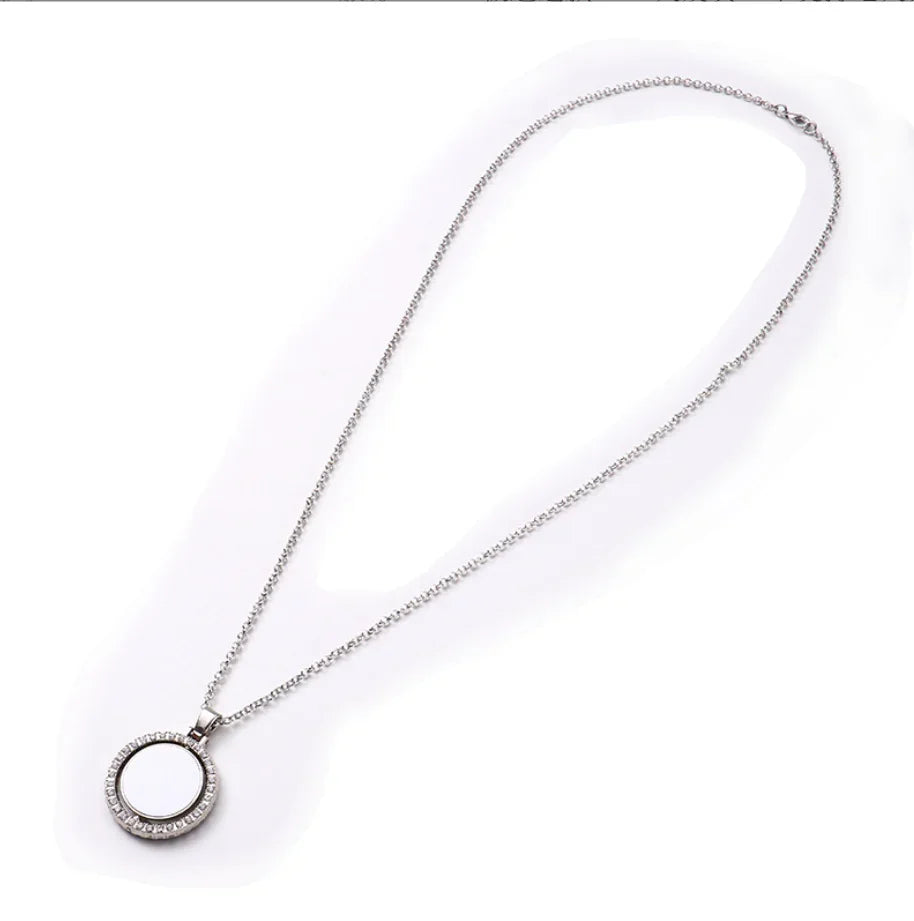 Diamond double-sided rotating patch sublimation blank necklace circular pendant - SP Sublimation