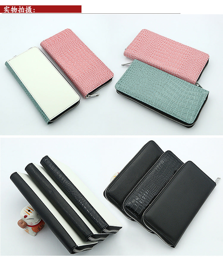 Sublimation Blank PU Leather long Purse/wallet Lichee Pattern/crocodile skin/snake skin for wholesaler only