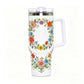 wholesale 40oz Sublimation Blanks: White Insulated Tumbler with Handle & Straw