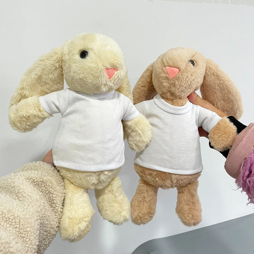 Sublimation Blank Easter Bunny Plush with Removable T-Shirt, 12" Long Ear Rabbit Stuffed Animal, DIY Heat Transfer Bunny Toy for Easter Gifts