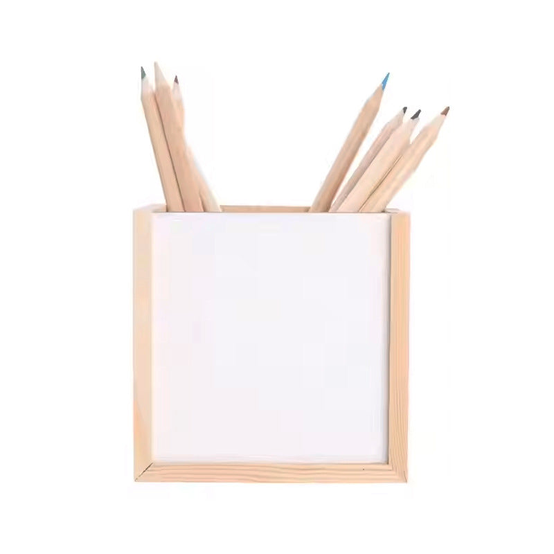 Sublimation blan wood pencil holder 10x10x10cm with blank mdf