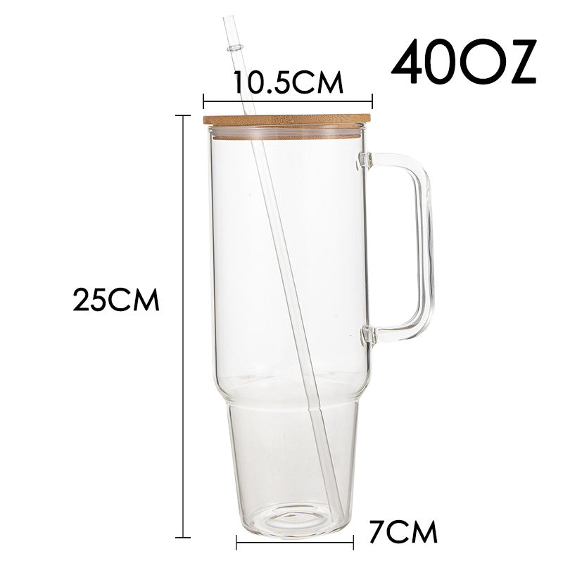 40oz  Glass Stanley Tumbler for sublimation Clear/Frosted