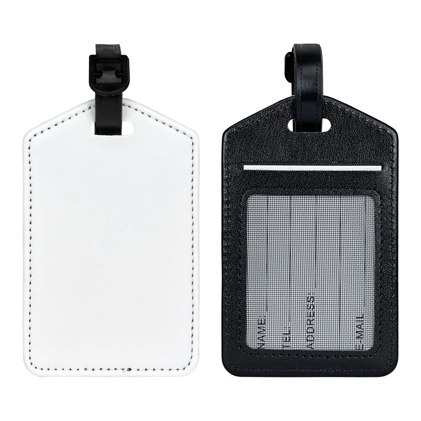 Sublimation Blank PU Leather Luggage Tags Bulk Travel Bag Tags