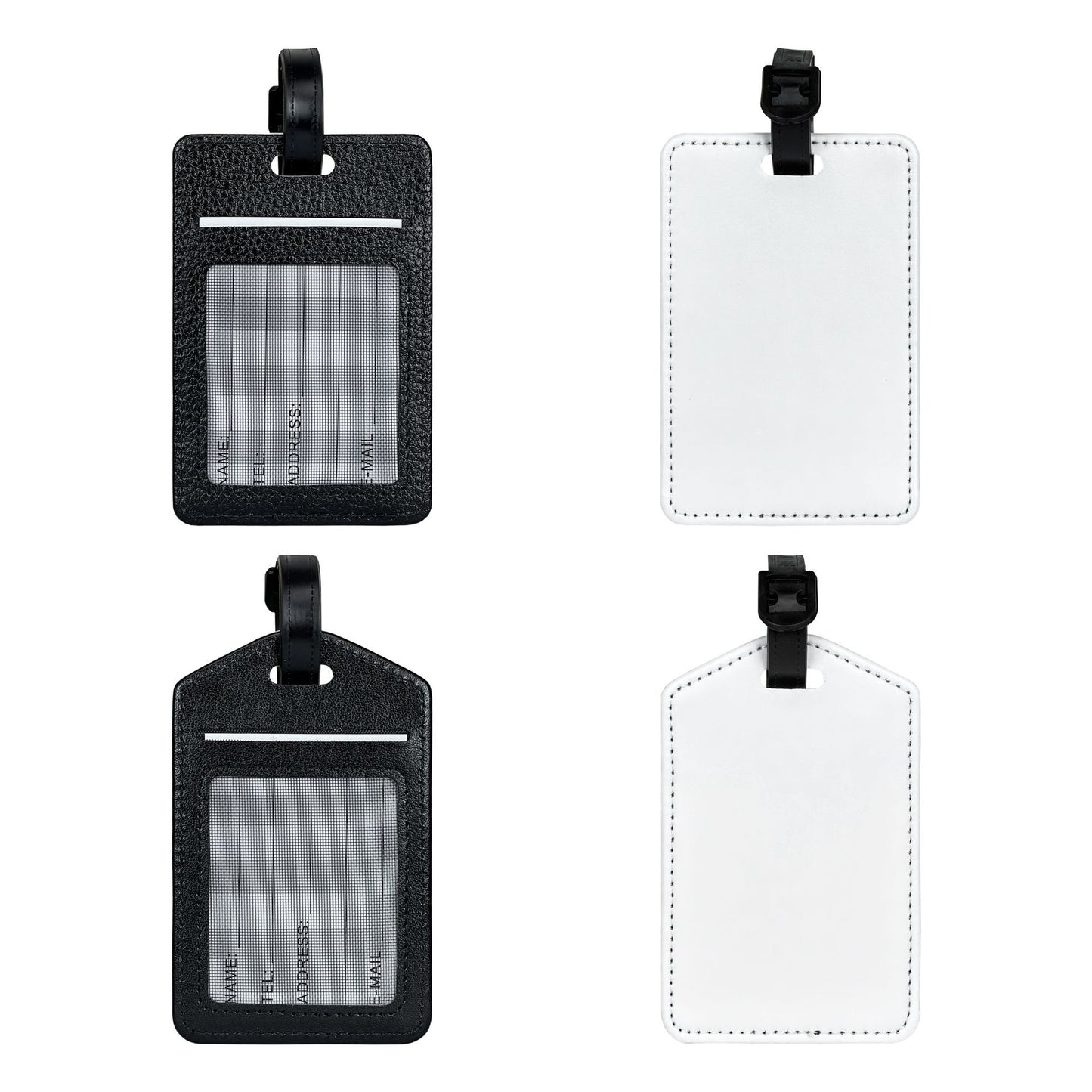 Sublimation Blank PU Leather Luggage Tags Bulk Travel Bag Tags