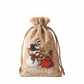 linen/cotton color Printed santa sacks in small 2 sizes 6 designs