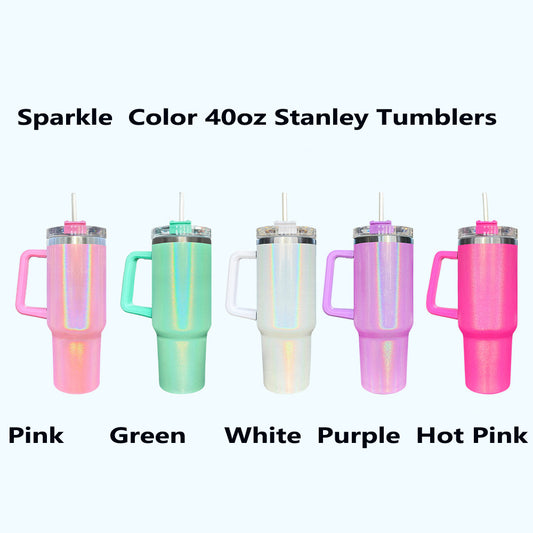 Sublimation  Blank  40oz  Stanley handle mugs Sparkle Color and Two Tone Color