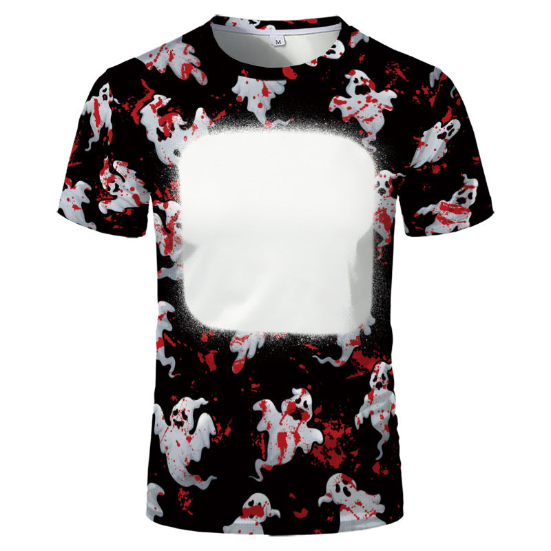 2023 New Halloween Custom Short Sleeve Horror Printing Polyster Sublimation Blank T-shirt