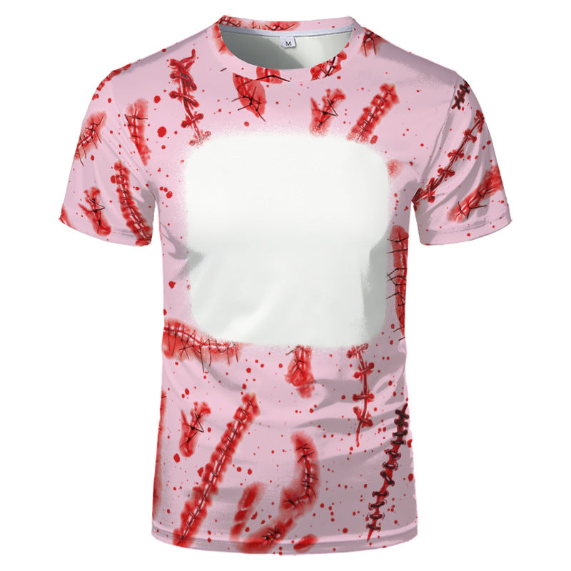 2023 New Halloween Custom Short Sleeve Horror Printing Polyster Sublimation Blank T-shirt