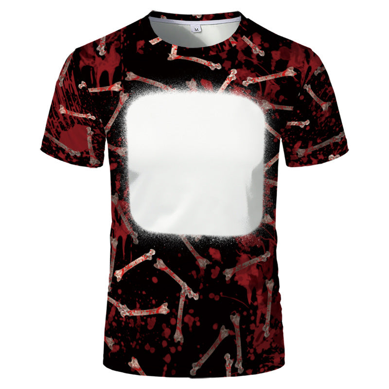 2023 New Halloween Custom Short Sleeve Horror Printing Polyster Sublimation Blank T-shirt