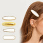 Blank sublimation metal hair clips in four shapes with a gold rhinestone clip worn in hair
