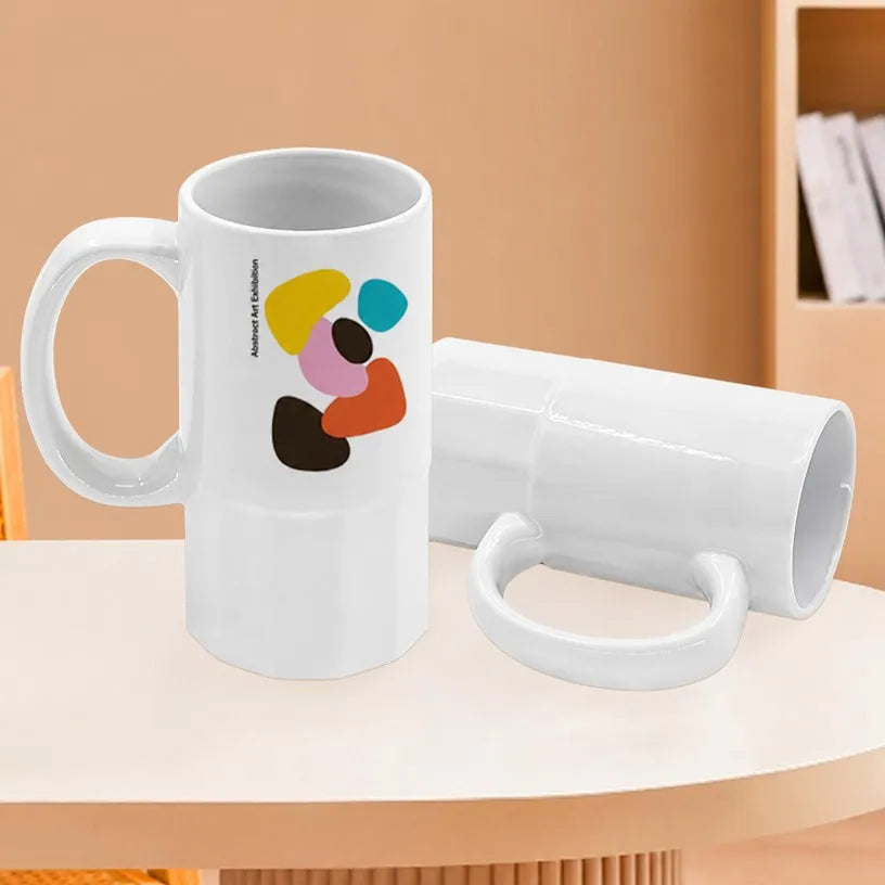 Sublimation Blank White Ceramic Mug - 530ml Large Capacity Beer Mug, Heat Transfer Blank
