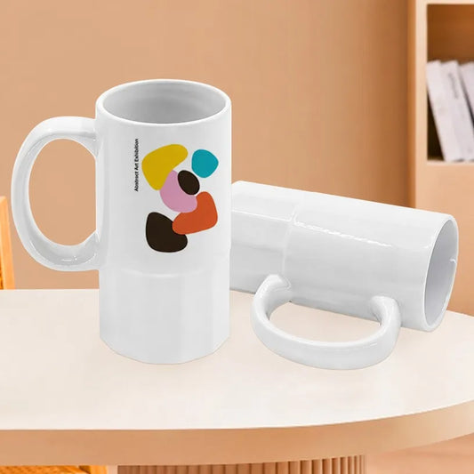 Sublimation Blank White Ceramic Mug - 530ml Large Capacity Beer Mug, Heat Transfer Blank
