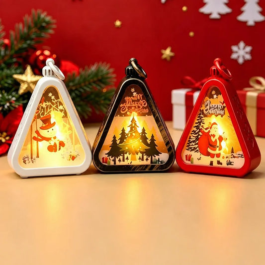 Sublimation Blank Christmas LED Lantern Night Light - Triangular DIY PET Panel
