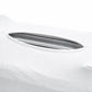 Elastic-bound handle opening on the white stretch luggage cover