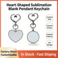 Sublimation Heart & Round Blank Metal Keychain - Custom Rotatable Pendant