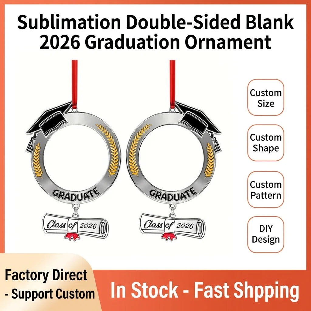 Sublimation Graduation Cap Metal Ornament - Custom Double-Sided Logo