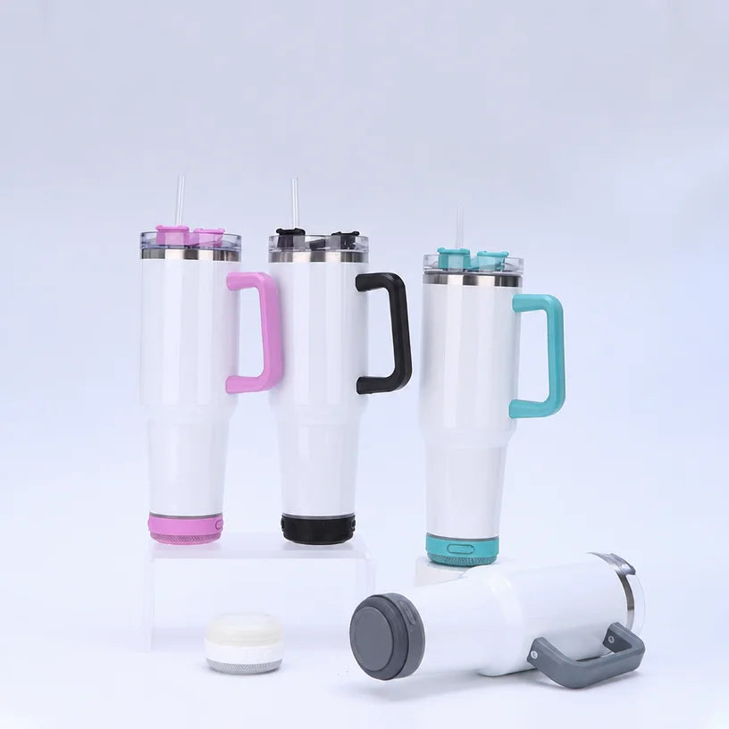 40oz Sublimation Blank Bluetooth Speaker Tumbler - Insulated Car Cup, 5 Colors