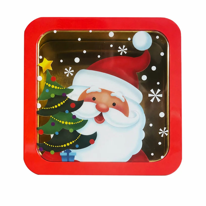 Christmas Tin Box with Window Lid | Printed Metal Gift Tin, 12 Festive Designs - Not a Sublimation Blank