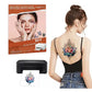 Printable tattoo paper retail pack, inkjet printer and a finished tattoo on a back