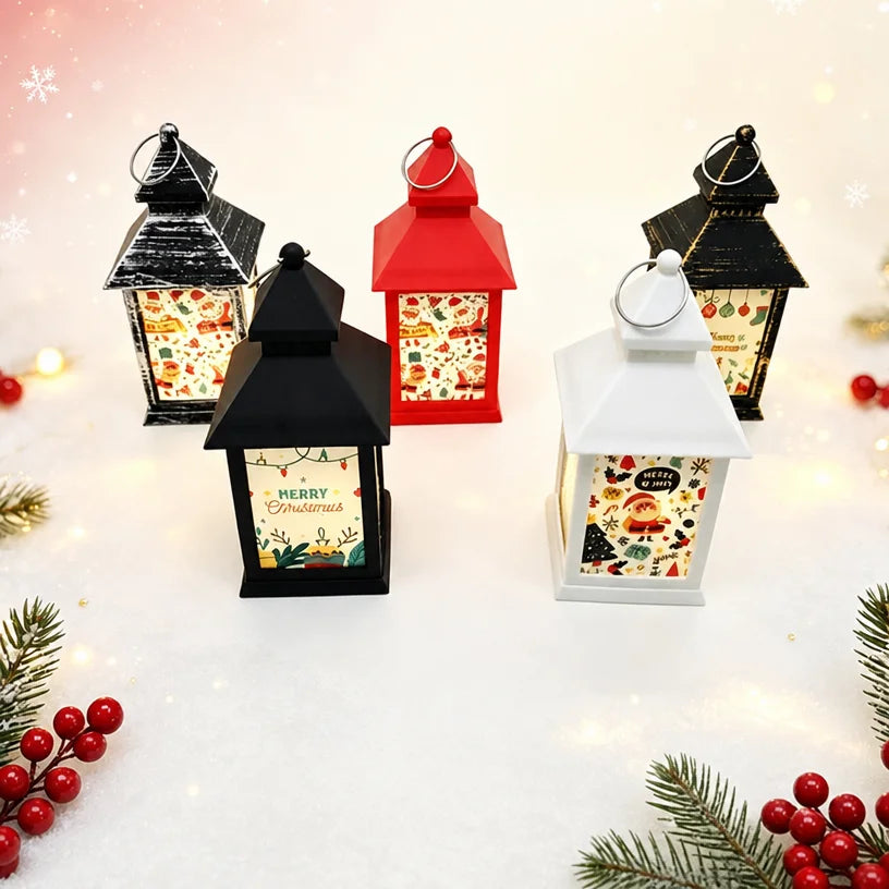 Sublimation Blank Christmas LED Lantern Night Light - 4-Sided DIY PET Panel