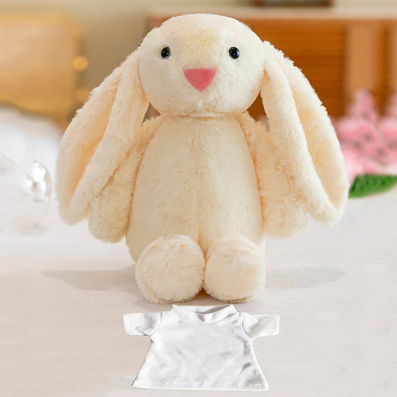 Sublimation Blank Easter Bunny Plush with Removable T-Shirt, 12" Long Ear Rabbit Stuffed Animal, DIY Heat Transfer Bunny Toy for Easter Gifts
