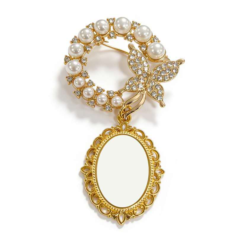 Sublimation blank Badge with pearl and diamond and insert in 2 color 2 shape