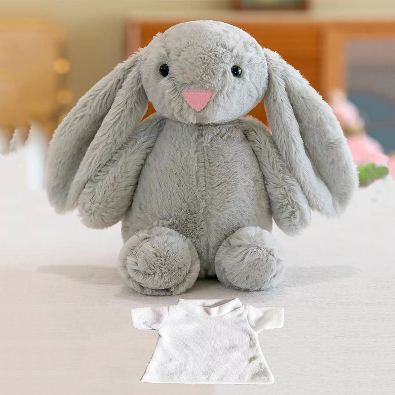 Sublimation Blank Easter Bunny Plush with Removable T-Shirt, 12" Long Ear Rabbit Stuffed Animal, DIY Heat Transfer Bunny Toy for Easter Gifts