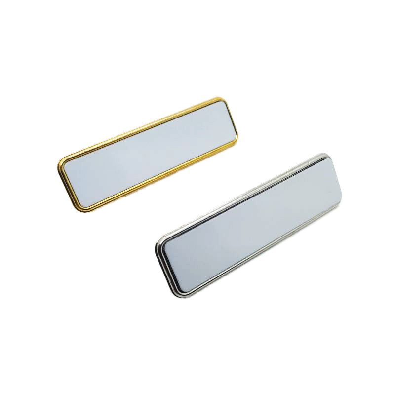 Sublimation Blank Metal Name Badge - Gold & Silver (Magnetic or Pin)