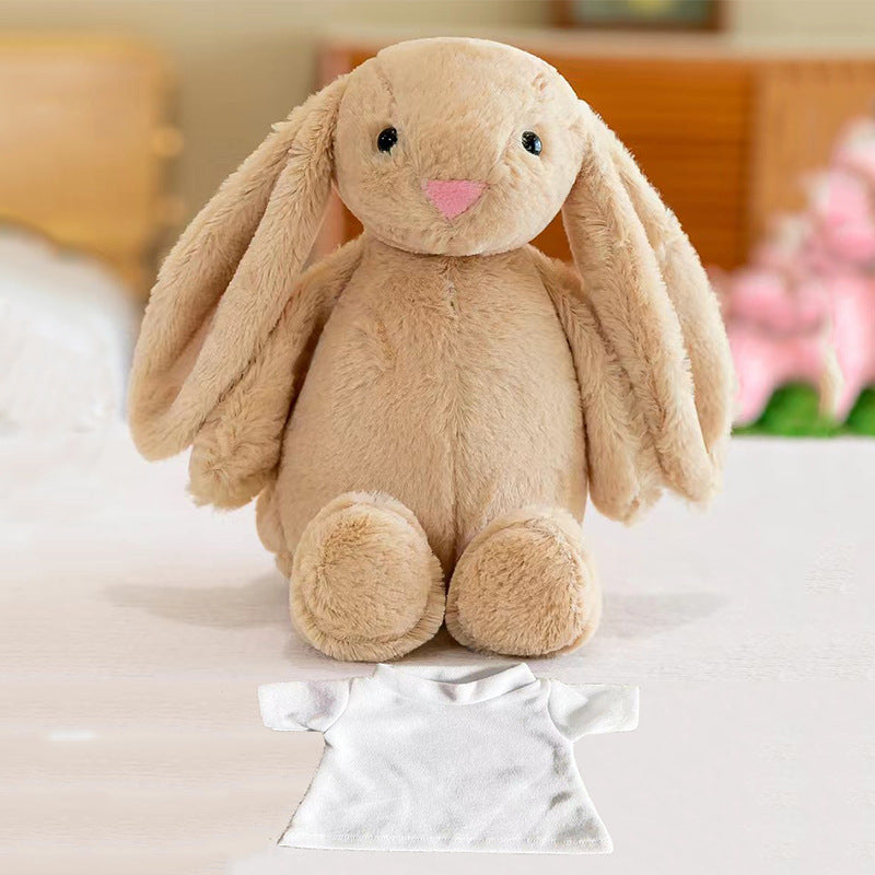 Sublimation Blank Easter Bunny Plush with Removable T-Shirt, 12" Long Ear Rabbit Stuffed Animal, DIY Heat Transfer Bunny Toy for Easter Gifts