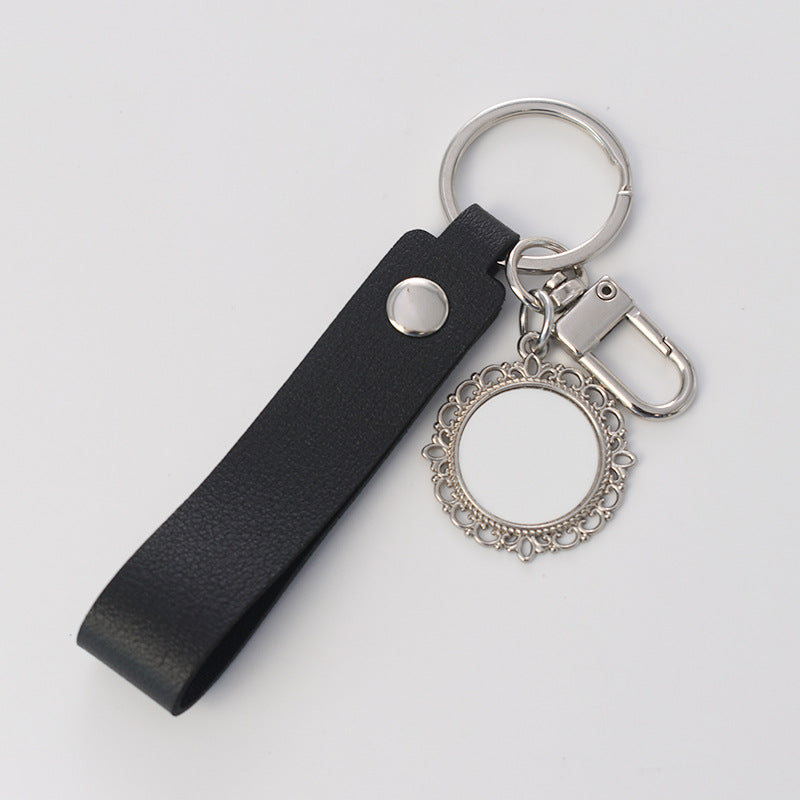 Sublimation Blank Keychains - DIY PU Leather & Rope Strap Bag Charm Keyring with Photo Frame, Heat Transfer Custom