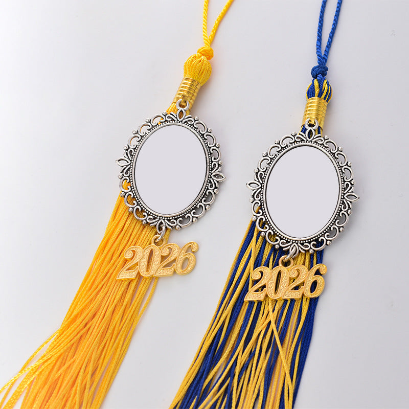 Sublimation Graduation Tassel Keychain - Metal Cap Photo Pendant Blank