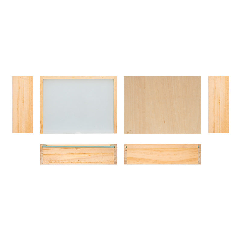 Wooden box components and glass top