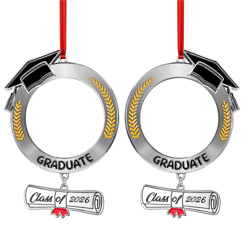 Sublimation Graduation Cap Metal Ornament - Custom Double-Sided Logo