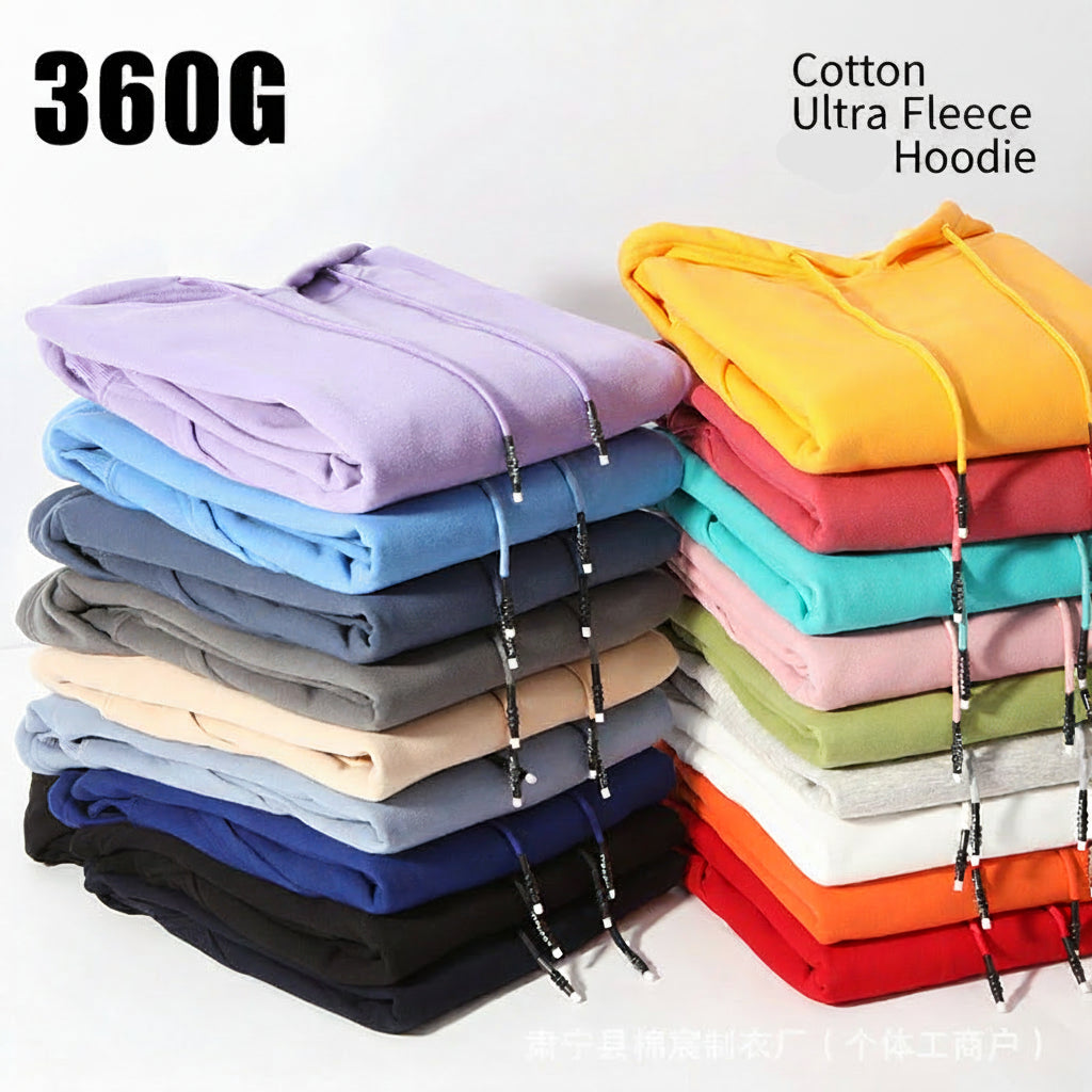 360GSM Premium Heavyweight Cotton Hoodie - High-Quality Streetwear Blank (M-5XL)