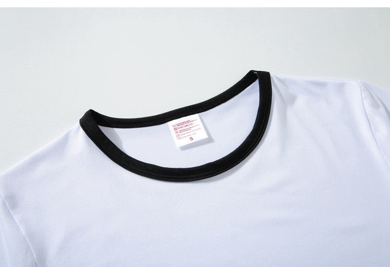 Sublimation  Blank white with black neck crop tops in 4 sizes