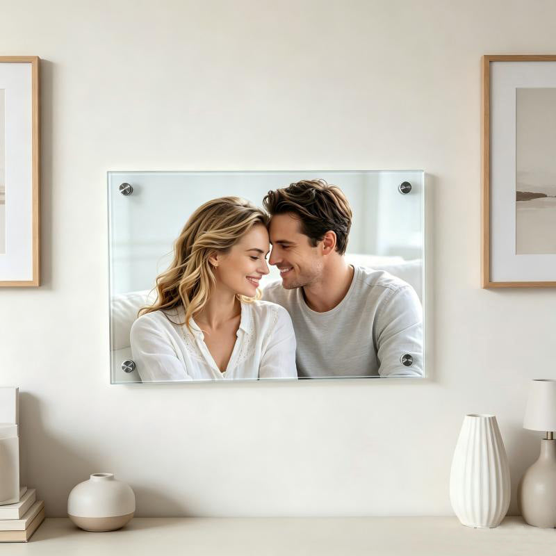 Sublimation Blank Tempered Glass Photo Frame - Single-Sided Heat Transfer Wall Frame with Mounting Kit (30x20cm)