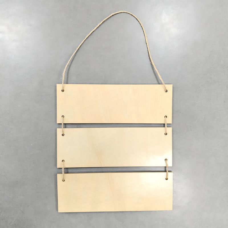 Sublimation Blank Wooden Door Hanger - 3-Tier Basswood Sign with Hemp Rope, DIY Double-Sided Printing