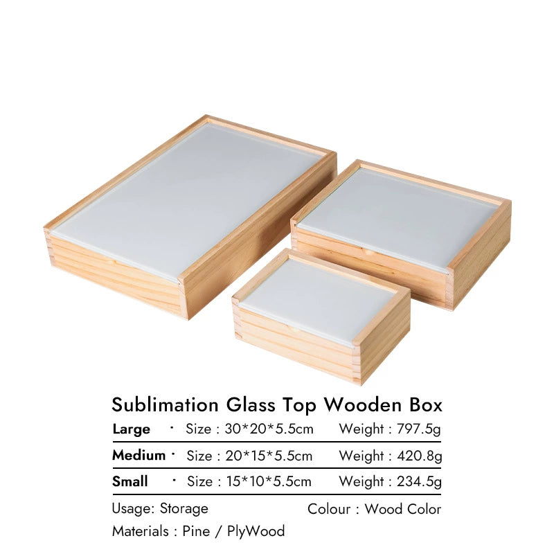 Natural wood glass-top boxes