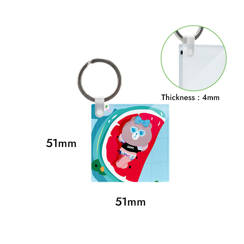 Square acrylic sublimation keychain example